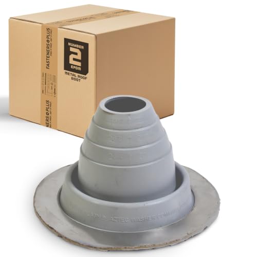 Image of Fasteners Plus #2 Round EPDM Metal Roof Pipe Flashing Boot (Fits 1-3 /4 inch - 3 inch Pipe OD), Gray