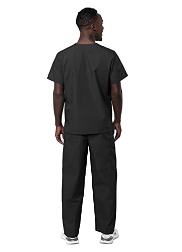Sivvan Unisex Scrubs - Classic V-Neck Top & Drawstring Pants Scrub Set - S8400 - Black - L #TOP1