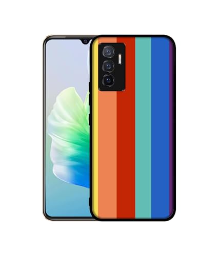 Image of Rainbow Colors Design Premium 2D Printed Metal Back Case Cover for Vivo V23E 5G / Y75 4G