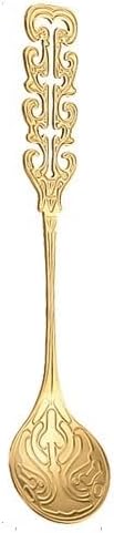Silverware Flatware Set, 1/4/6/8/10/12 Piece Creative Hollow 304 Stainless Steel Spoons Retro Coffee Stirring Spoon Dessert Cake Spoon Soup Spoon Small Soup Spoon(Gold,12 Pieces)