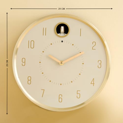Image of Home Centre Casablanca Glimmer Aluminium Cuckoo Wall Clock - 29cm
