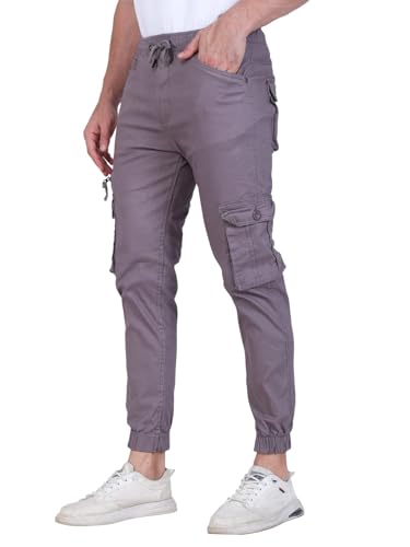Image of Men's Cargo Pants with Pockets, Cotton Joggers, 6 Pocket Casual Trousers, Track Pants for Office and Parties, Comfortable