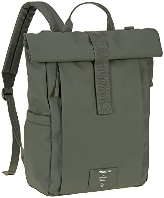 LÄSSIG Baby Wickelrucksack Wickeltasche Rucksack mit Wickelunterlage, Kinderwagenbefestigung, Flaschenhalter nachhaltig produziert/GRE Rolltop Up Backpack