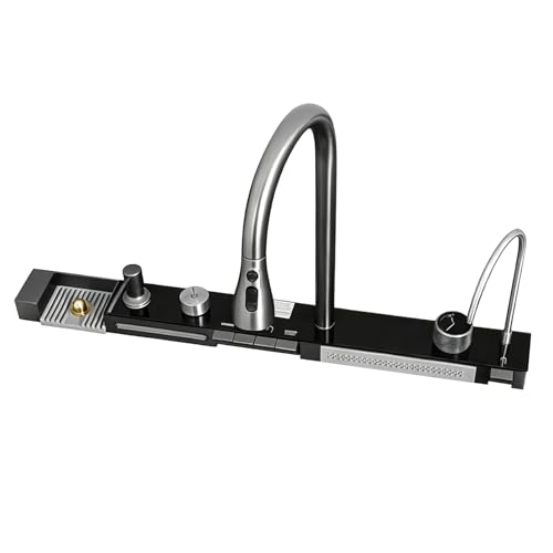 Robinet De Cuisine Cascade Avec Écran LED, Mitigeur Cuisine Douchette Extractible Avec Rince-Verre & Robinet Eau Filtrée, Mitigeur Évier Cuisine...