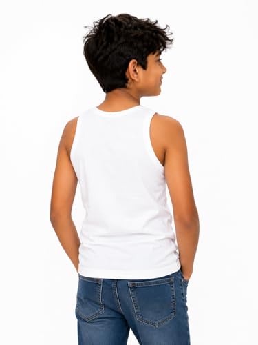 Image of White Sleeveless Regular Fit Cotton Cartoon Printed Baniyan /Vest Innerwear for Kids /Boys (Pack of 5)