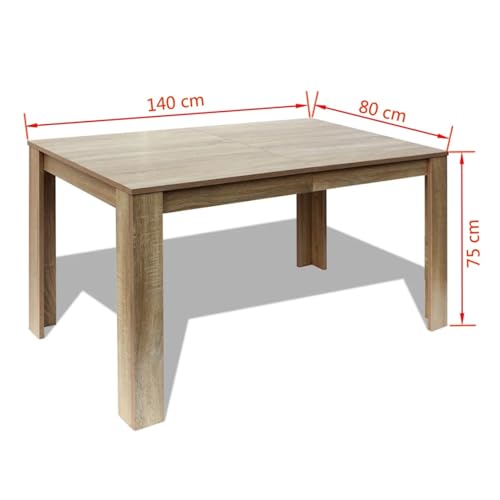 Gecheer Elegant Oak Dining Table Engineered Wood 140x80x75 cm - Modern Design for Dining Room or Kitchen Model243055 - Image 2