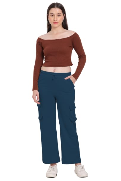 Image of Women's Cotton Fabric Stylish Cargo Pocket Lower /Sweatpants