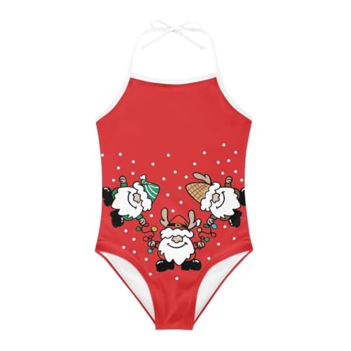 Image of Christmas Kids One-Piece Halter Swimsuits Beach Swimwear Bathing Suit for 3-10 Years Girls