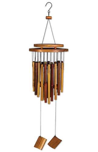 Sunset Vista Designs 91941 Outdoor Chimes Zen Gardens Bamboo Wind Chime for Patios Porches and More, 31-Inches Long, Apricot