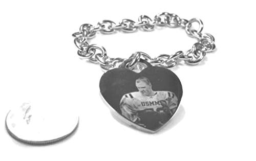 Sam's Tags and MORE Custom Engraved Tiffany Style Silver Tone Stainless Steel Heart with Oval Link Chain Bracelet