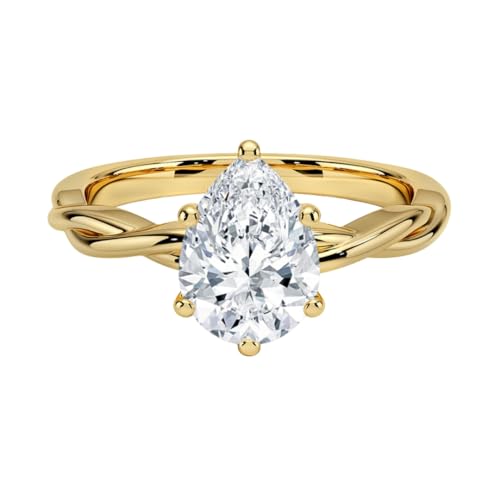 1-3 CT Moissanite Engagement Ring Colorless VVS1 10K 14K 18K Solid Gold & 925 Sterling Silver Solitaire 4-Prong Petite Vine Twisted Band Christmas Gift For Women