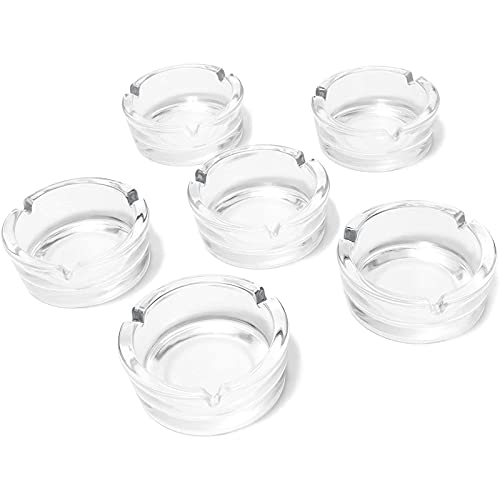 Juvale Glass Ash Trays for Cigarettes (6 Pack) 4 x 1.5 Inches, Clear