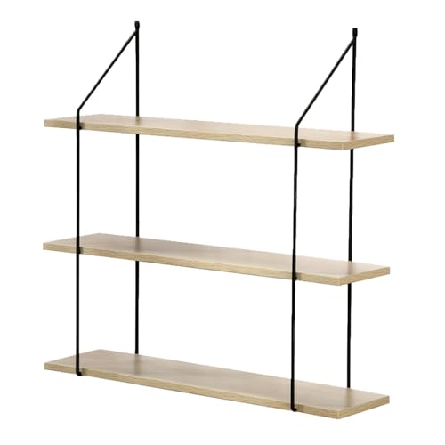 Calicosy - Étagère Murale 3 Niveaux - Décor Bois - Panneaux De Particules - Supports Métal - Étagère À Fixer - pour Séjour, Couloir, Salon Ou Chambre -...