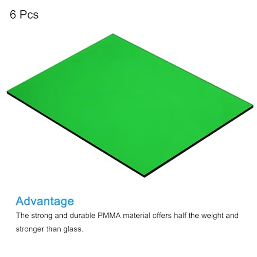 Image of MECCANIXITY 6 Pcs PMMA Acrylic Sheets Colored Transparent 7 x 5Inch Green Acrylic Sheets for DIY Projects, Art, Crafting, Laser Cutting & Engraving