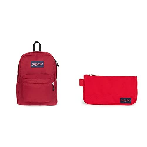 JANSPORT SuperBreak One Mochila, Taglia Unica, Rojo (Red Tape) + JANSPORT Medium Accessory Pouch, Taglia Unica, Rojo (Red Tape)