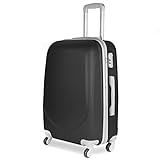 MERCURY TEXTIL - Maleta Mediana 24''- 65 x 44 x 25 cm 4 Ruedas Giratorias,Estructura Rígida ABS (Negro)