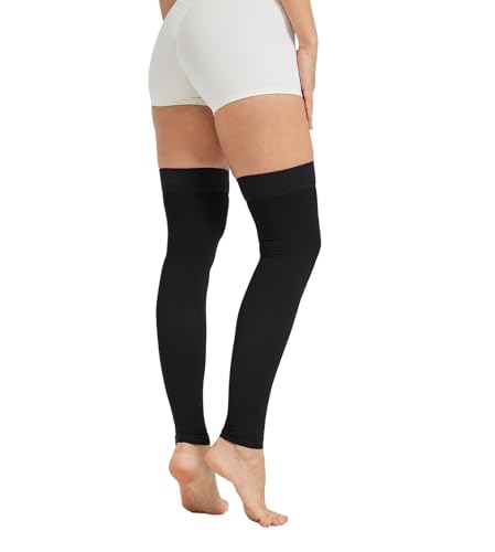 Image of NURCOM 15-20 mmHg Compression Stockings for Women & Men, Footless Thigh High Compression Sleeves with Dot Silicone Band, Graduated Support Pressure Stockings-Ideal for Athletic, Medical, Travel Use