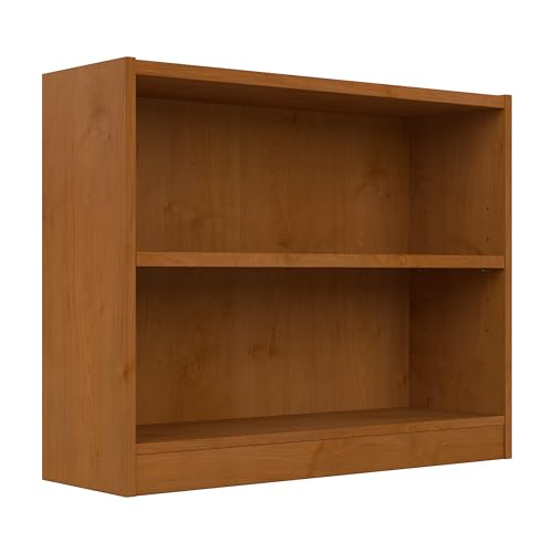 Bush Furniture - Estantería universal pequeña de 2 estantes en cerezo natural, estantería baja para oficina en casa o sala de estar