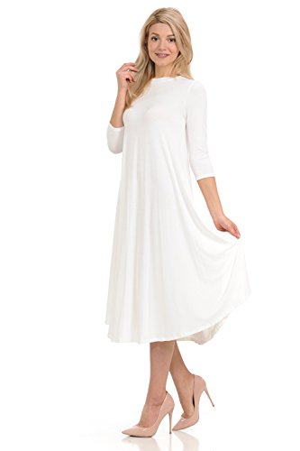 iconic luxe Women's A-Line Swing Trapeze Midi Dress Large Ivory