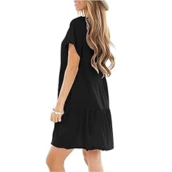 Alternative view of Minclouse Women's Short Sleeve Flowy Swing T Shirt Dress Baby Doll Cute Casual Pockets Dresses