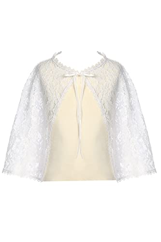 Made in USA - White Lace Cape for Girls - First Communion Bolero for Girls - Toddler Little Cardigan, Shrug