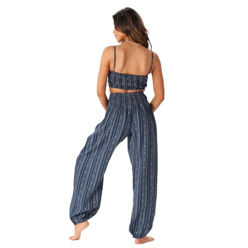 Image of Lotus and Luna Women's Harem Pants Thai Pants for Beach & Lounge High Waisted Flowy Boho Pants Genie Pants Yoga Pants