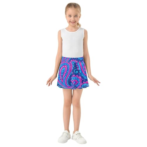 Joisal Purple Blue Paisley Girls Skorts Athletic Shorts Toddlers Tennis Skirts Uniform Flowy Skirt 3t3