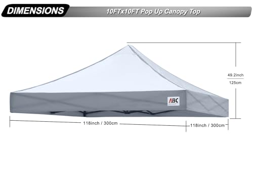 Image of ABCCANOPY Replacement Canopy Top for Pop Up Canopy Tent 10x10 Gray