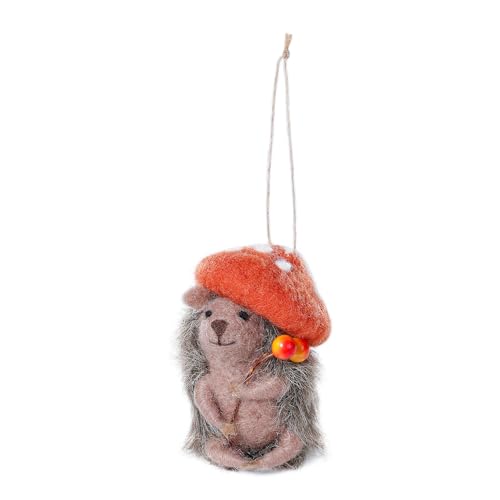 Inge-glas Christbaumschmuck Igel Wolle 9cm - Figur zum Aufhängen - 1 Stück Sortiert - bruchfest - Weihnachtsbaum Anhänger für Weihnachten - Christbaumanhänger & Weihnachtsbaumschmuck - Braun Rot