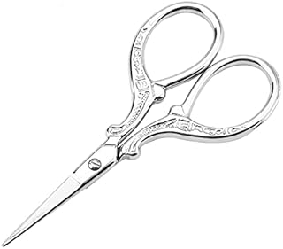 Embroidery Scissors Cross-Stitch Antique Sewing Scissors Stainless Steel Household Needlework Scissors Sewing Shears for DIY Craft Needle Work Art Work (Silver)