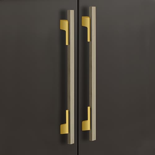Image of Plantex Cabinet Handle /Kitchen Cabinet Door Handle /Wardrobe /288 mm Cupboard Handle /Door Pull-Push Handle for Home /Office - Pack of 2 (Brass Antique & Gold)