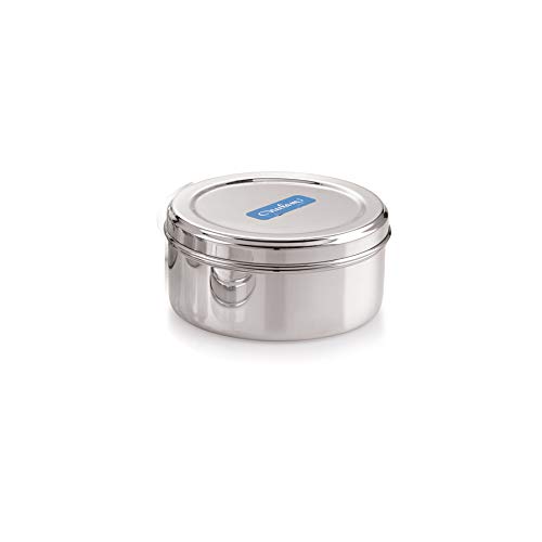 neelam Stainless Steel 10, 26 Gauge Puri Belly Dabbas/Canisters, Used to Store Rotis, Parathas, Store Kitchen Ingredients like Spices, Lentils & Grains, Cookies, Steel Utility, 825 ml, Sliver