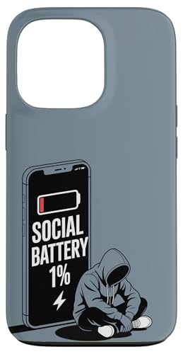 Social Battery 1% ? Funny Introvert Personality Humor �X�}�z�P�[�X iPhone 13 Pro �p