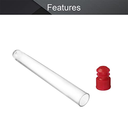 Othmro 100Pcs Clear Plastic Test Tubes with Red Caps, 13mmx100mm Mini Test Tubes with Lids, for Jewelry Seed Beads Powder Spice Liquid Experiment Yeast Specimen Sample Laboratory
