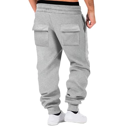 Men's Casual Cargo Pants Drawstring Fleece Running Track Jogging Sweatpants Workout Hiking Outdoor Joggers2