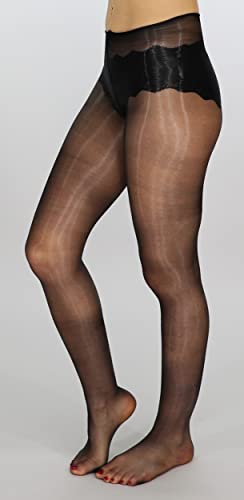 Mona's Choice Ultra Sheer Pantyhose/Sheer to Waist Pantyhose/Glossy Pantyhose (1, Black 1 Denier)3