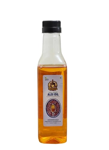 Image of SARV MATRIKAA Wood Pressed Alsi Oil 500ml | Cold Pressed Flaxseed Oil | 100% Pure & Natural | Edible Grade | No Preservatives | Omega 3 Rich | For Cooking, Skin & Hair Care