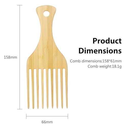Set 2 Peines de Bambú para Cabello Afro Natural Antiestático miniatura 7