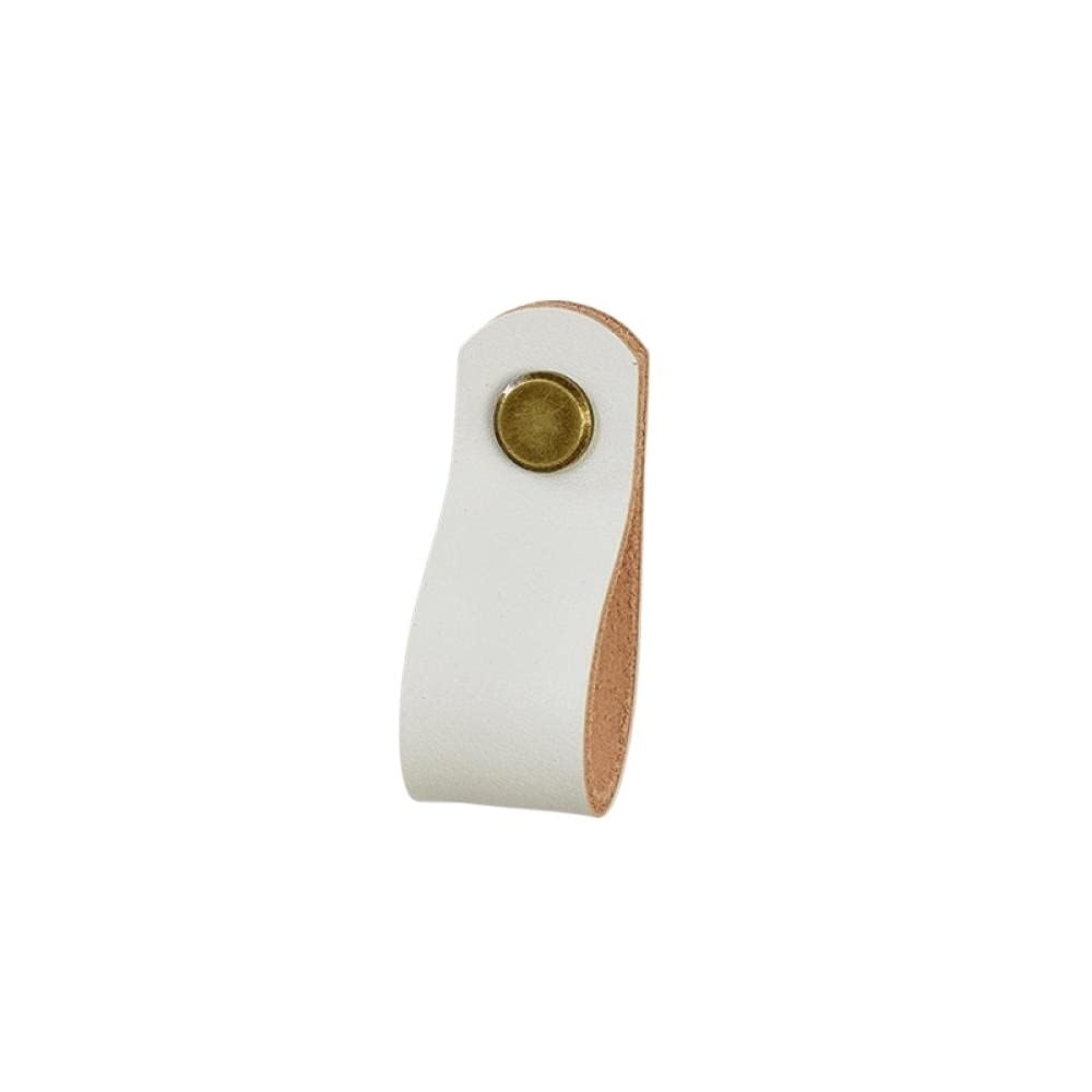 Cqahdsevf White-Bronze Hat Leather Drawer Pulls, Brass Cowhide Knob 2 Pcs Multicolor 60X22x1.8mm(White-Bronze Hat)