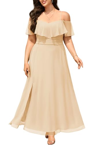Image of Pinup Fashion Women Plus Size Bridesmaid Dresses - Off The Shoulder Formal Wedding Guest Bridal Shower Long Dress