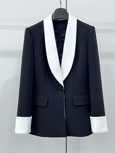 Women's Shawl Lapel Suit Coat One Button Classic Casual Formal Long Sleeve Blazer2