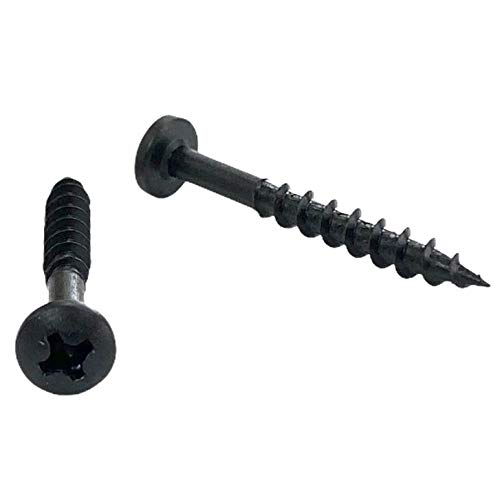 Cabentry Brand | Wood Screws | Pan Head | Phillips Drive | #8 | 1 3/4 Inch | Deep Thread | Sharp Point | Black Phospate Finish | 100 Pack