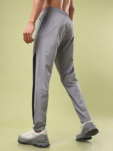 Image of TECHNOSPORT Men's Colorblock Slim Fit Sports Joggers TECHNOLITE Lightweight Active Track Pants Quick Dry Stretch Gym Running Training Fitness Activewear