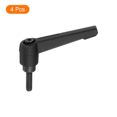 Image of uxcell 4Pcs M5 x 16mm Adjustable Knobs Handle Male Thread Push Button Ratchet Quick Release Locking Rotating Bolt for Lathe Machinery, Black