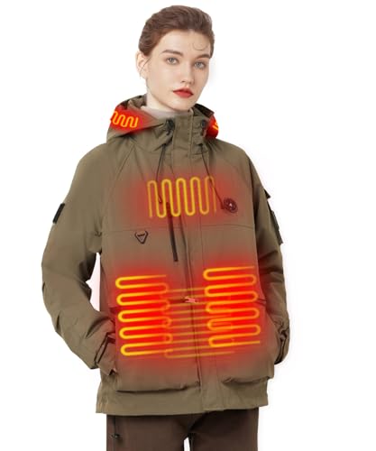 Heated Jackets for Women with 10000mah Battery, Heated Coat for Women Waterproof Windproof Heated Hoodie for outdoor