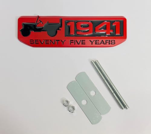 Image of Emblems for Car & Bike Metal Lo.go and Grill Me.tal Lo.go, Auto Accessories for Car Emblem 3D Badge Auto Racing Sport Sticker Grand Tourer Decal. (1941 RED Black Grill Sticker)