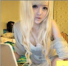 Sexy Women Long curly/curl wave/wavy Kanekalon Cosplay Party Hair Full Wig White