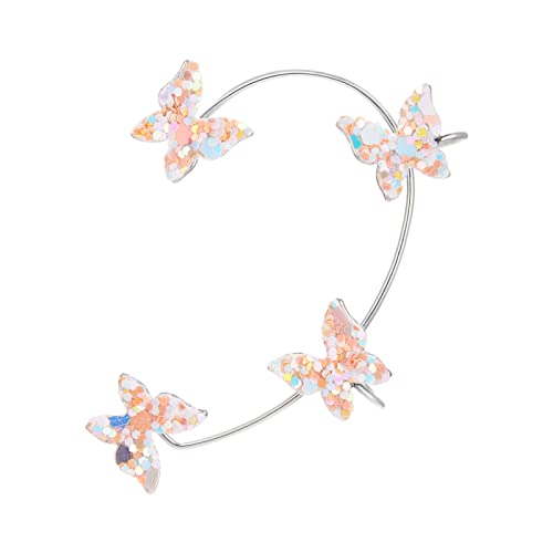 JOERBABU Pendientes coreanos para oreja de mariposa sin perforación para mujer, aretes brillantes para boda, fiesta, judío, 5.5*4cm (soft, adjustable), Cobre