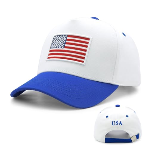 YQZUWUXE American Flag Trucker Hat USA Patriotic Baseball Caps Red White and Blue Hat 4th of July Outfits for Men Women Casual Wear