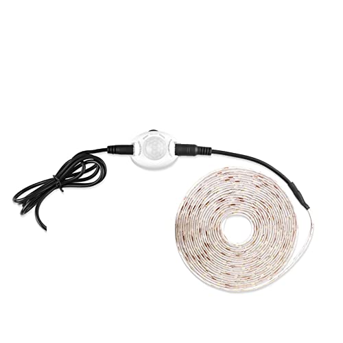 Tira LED de 12V 2835 impermeable con sensor de movimiento automático y luz cálida
